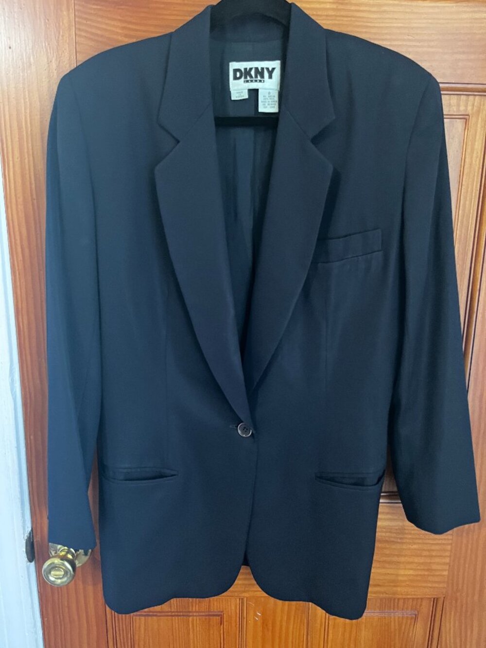 DKNY Black Single Button Boyfriend Blazer